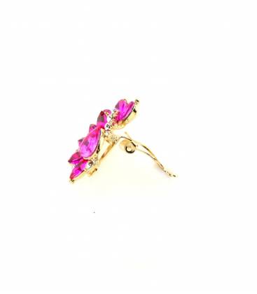 Oorclips Roze en heldere strass steentjes