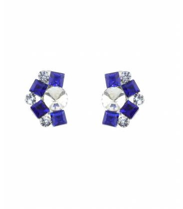 Oorclips | Heldere Strass | Blauwe Steentjes | Elegante Sieraden