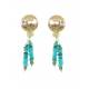 Turquoise oorclips met parelmoer en een goudkleurig oor stukje