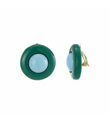 Oorclips Groene basis met lichtblauw accent Elegante oorbellen