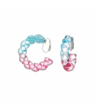 Oorclips | Helder acrylaat blauw roze | Trendy sieraden | Nikkelvrij