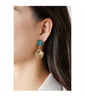 Schelpen oorclips | Parelmoer inleg | Goudkleurig design