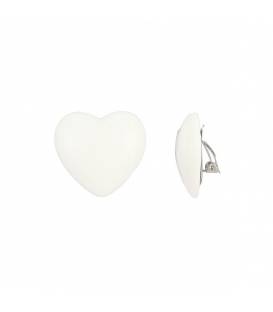 Oorclips | Witte hartvormige oorclips zonder gaatjes | Romantische clip-on oorbellen
