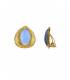 Oorclips met blauw parelmoer | Goudkleurige oorclips | Blauwe parelmoer oorclips