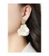 Oorclips | Groene bloem hanger | Goudkleurig oor stukje Oorclips