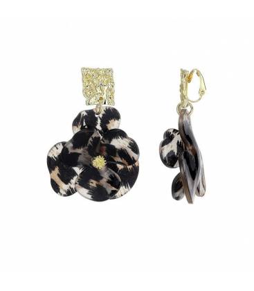 Oorclips | Luipaardprint oorclips met goudaccent | Dierenprint oorclips