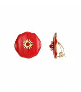 Oorclips | Oorclips met rood steentje | Oorclips goudkleurig detail