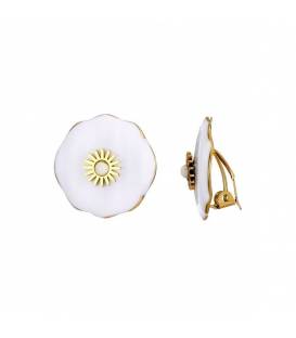 Oorclips | Witte oorclips met goudkleurig detail | Oorclips met steentje