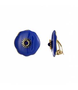 Oorclips | Blauwe steen in goudkleur | Luxe fashion oorclips