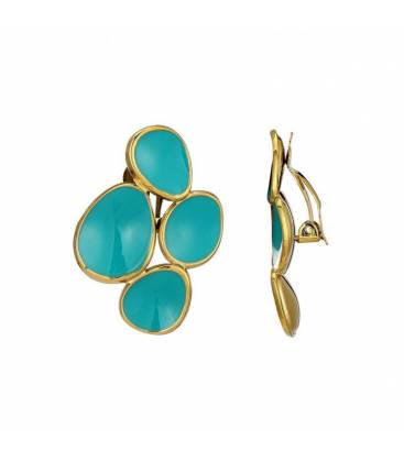 Oorclips | Turquoise sieraden oorclips | Fashion oorbellen goud