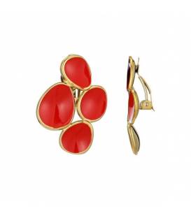 Oorclips | Rode oorklemmen | Mode accessoires goudkleurig