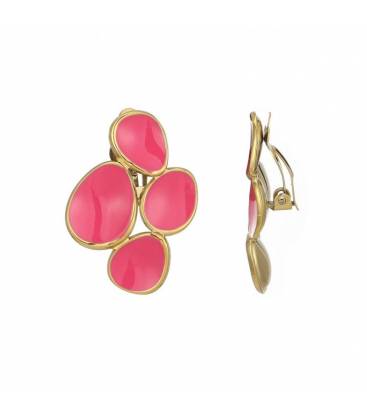 Oorclips | Goudkleurige rand rondom | Roze stijlvolle oorclips