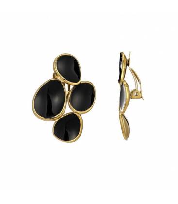 Oorclips | Zwarte kern in goudkleur | Tijdloze fashion oorclips