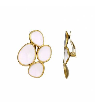 Oorclips | Witte oorclips met gouden rand | Luxe sieraden