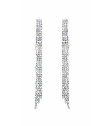 Oorclips met heldere stras steentjes Elegante zilverkleurige oorclips