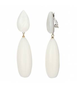 Oorclips | Witte kegelvormige hanger | Stijlvolle oorbellen