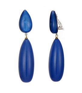 Oorclips | Blauwe kegelvormige hanger | Stijlvolle oorbellen