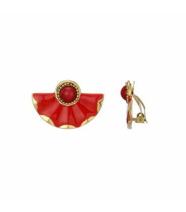 Oorclips | Rood waaier motief | Comfortabele klem oorbellen