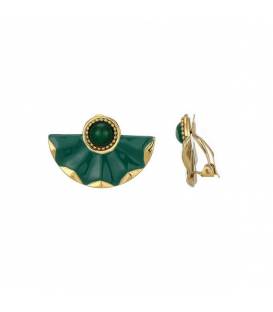 Oorclips | Groen waaier motief | Comfortabele klem oorbellen