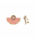 Oorclips roze met als hanger een waaier