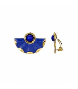Oorclips | Blauwe waaier oorclips | Elegante clip oorbellen