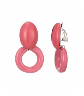 Oorclips | Roze oorclips met ronde hars hangers | Elegante oorclips met gouden accenten