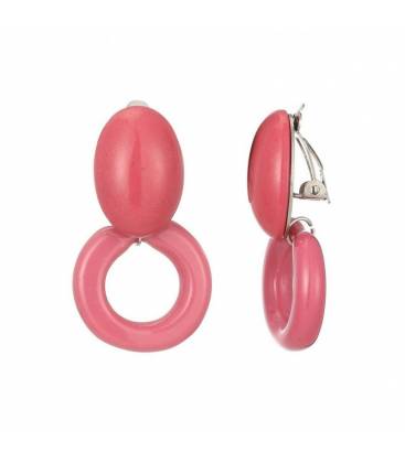 Oorclips | Roze oorclips met ronde hars hangers | Elegante oorclips met gouden accenten