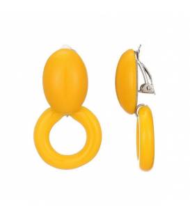 Oorclips | Gele oorclips met ronde hanger | Elegante oorclips met gouden accenten