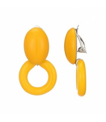 Oorclips | Gele oorclips met ronde hanger | Elegante oorclips met gouden accenten