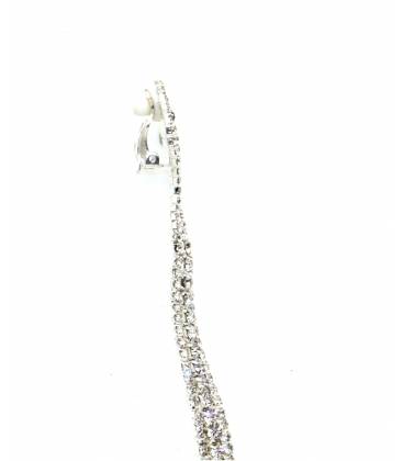 Oorclips | Zilverkleurige slangvormige oorclips met strass | Stijlvolle clip oorbellen