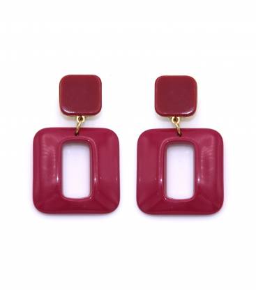 Oorclips | Fuchsia roze vierkante oorclips | Trendy clip-on oorbellen