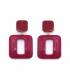 Oorclips | Fuchsia roze vierkante oorclips | Trendy clip-on oorbellen