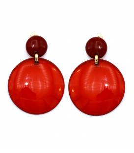 Oorclips | Rode oorclips met transparante hanger | Statement oorbellen
