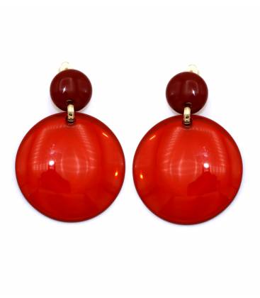Oorclips | Rode oorclips met transparante hanger | Statement oorbellen