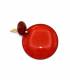 Oorclips | Rode oorclips met transparante hanger | Statement oorbellen