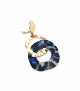 Oorclips | Goudkleurige oorclips met hanger en printmotief