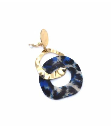 Oorclips | Goudkleurige oorclips met hanger en printmotief