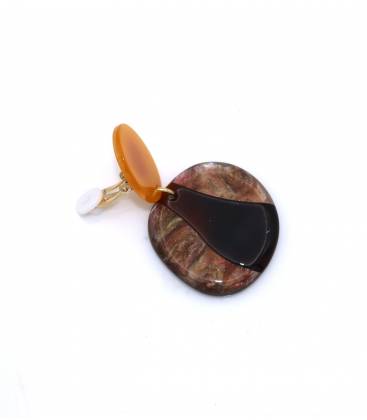 Oorclips | Bruin en oranje ovaal design | Comfortabel en stijlvol