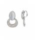 Oorclips | Zilverkleurige oorclips met witte cat eye steen | Elegante clip-on oorbellen