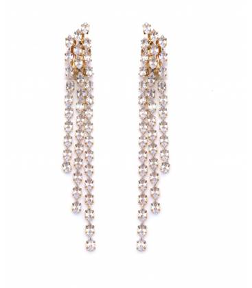 Oorclips | Goudkleurige oorclips met zirconia strengen | Glamoureuze oorbellen zonder gaatjes