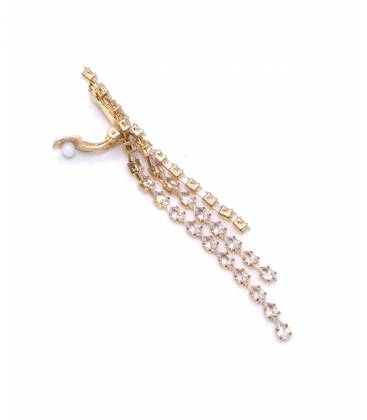 Oorclips | Goudkleurige oorclips met zirconia strengen | Glamoureuze oorbellen zonder gaatjes