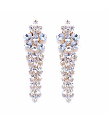 Oorclips | Goudkleurige oorclips met heldere zirconia steentjes | Elegante oorbellen zonder gaatjes