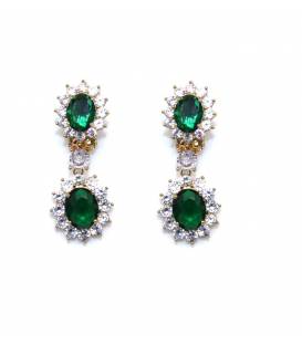 Oorclips | Groene oorclips met heldere strass steentjes rand | Trendy oorclips zonder gaatjes