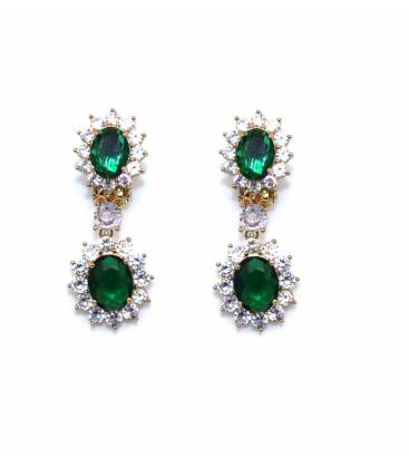 Oorclips | Groene oorclips met heldere strass steentjes rand | Trendy oorclips zonder gaatjes