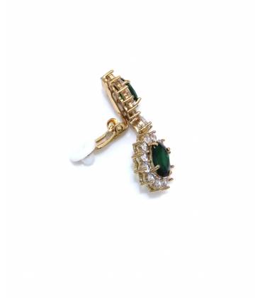 Oorclips | Groene oorclips met heldere strass steentjes rand | Trendy oorclips zonder gaatjes