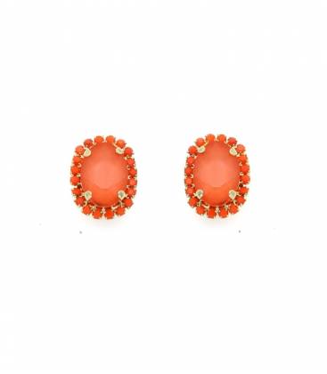 Oorclips | Oranje strass steentjes | Comfortabel en stijlvol