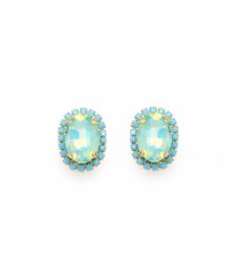 Oorclips | Prachtige modeaccessoire | Zeegroene strass rand