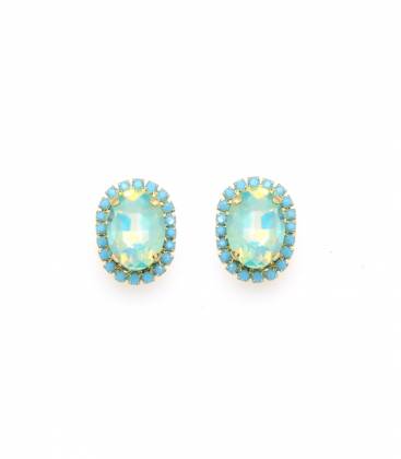 Oorclips | Prachtige modeaccessoire | Zeegroene strass rand