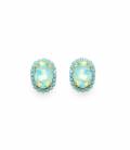 Oorclips Met zeegroene strass rand en helder groene steen