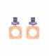 Oorclips | Oranje oorclips met paarse glas steentjes | Fashion statement accessoires